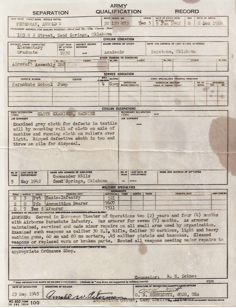 Army Qualification Record.